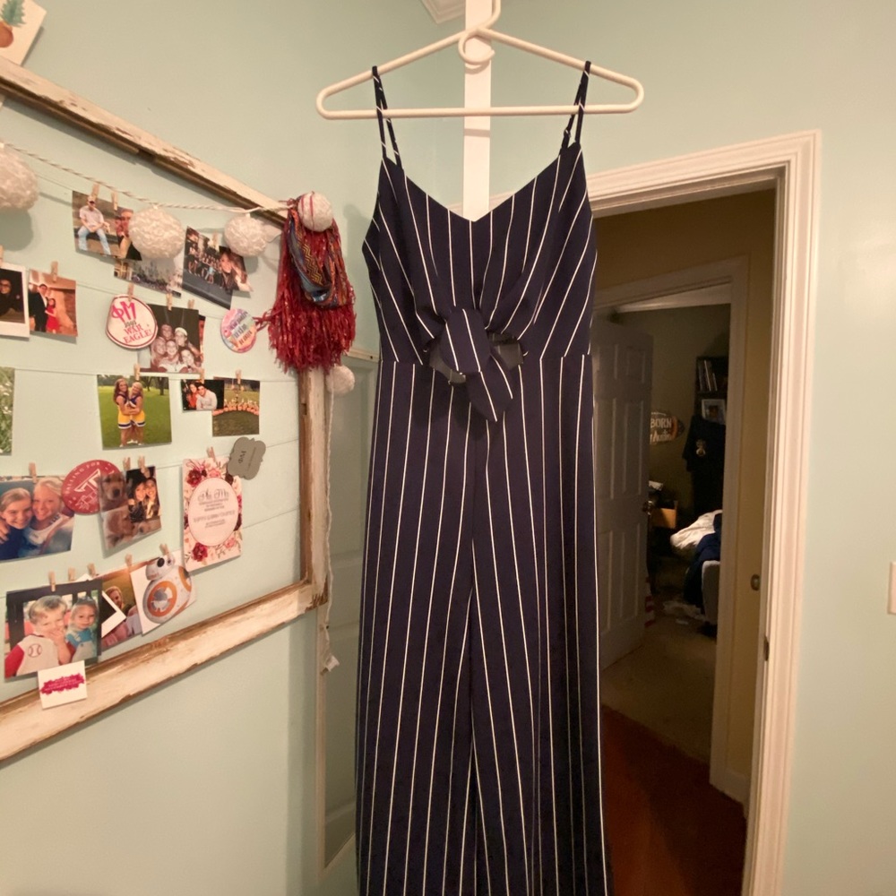 Navy jumpsuit with front cut out